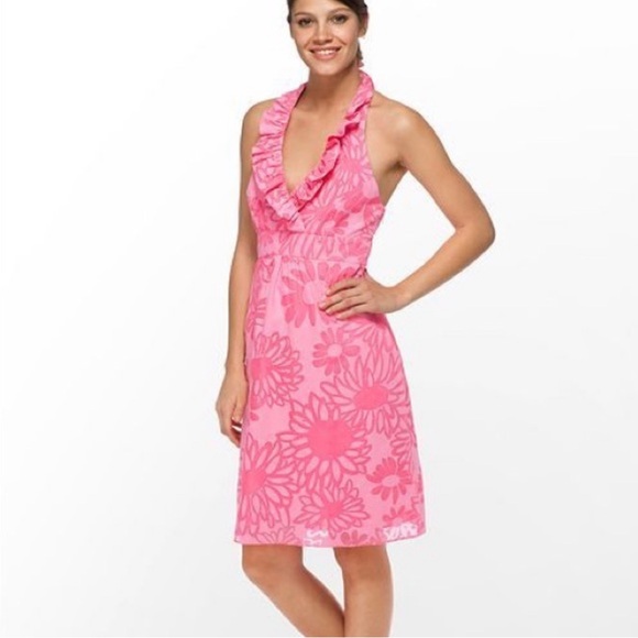 Lilly Pulitzer RAMONA Pink Floral Halter Dress Size 8 Brand New! - Picture 1 of 8